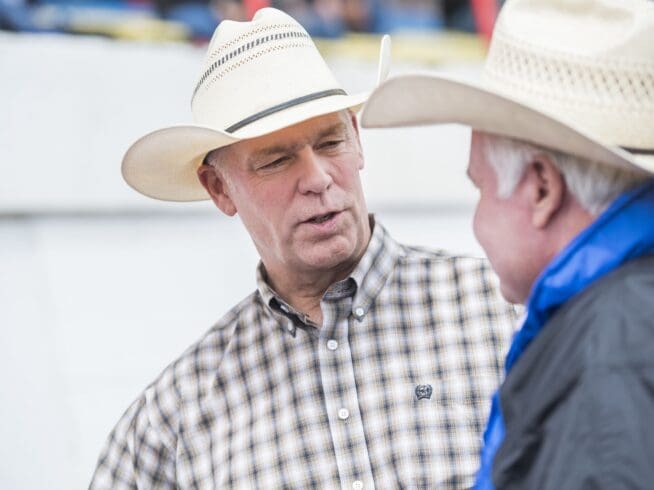 Greg Gianforte attends the Crow Fair in Crow Agency, Mont., on August 18, 2018. (Photo By Tom Williams/CQ Roll Call)